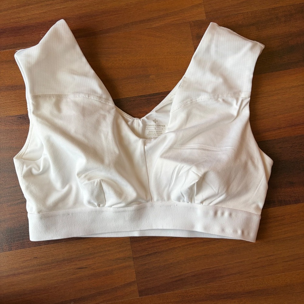 Tommie Copper White Core Compression Bra Copper Znergy V-Neck‎ Mesh Back Large
